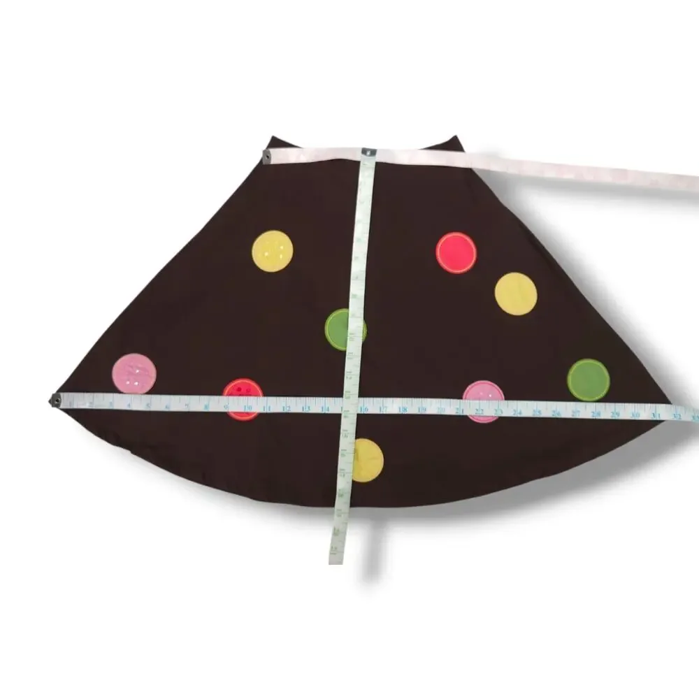 Gymboree Button Applique Elastic Waist A Line Skirt Brown Multicolor Girls 7‎